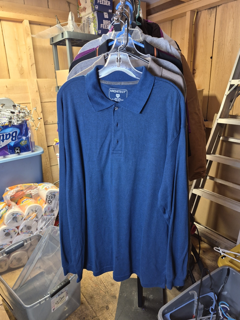 Architect Men’s Long Sleeve Polo Shirt - Blue Bin 40